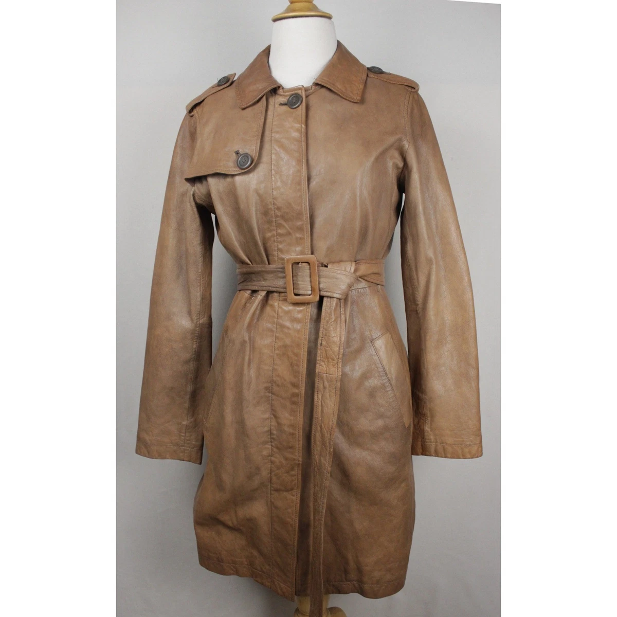 vintage leather trench coat products for sale | eBay