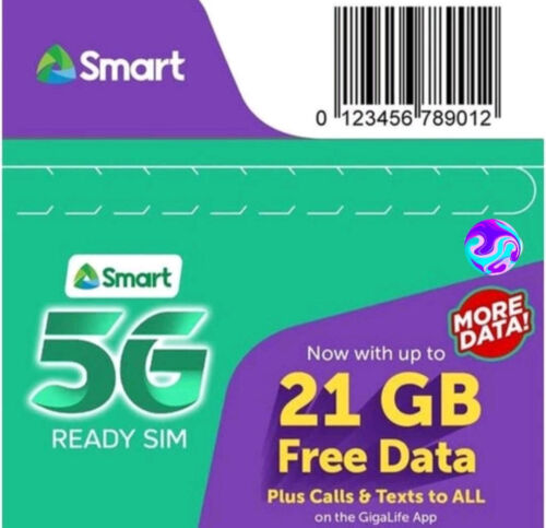 Smart Prepaid Sim Card Philippines Triple Cut 5G Ready Sim Get Up To 21 GB Data - Picture 1 of 7