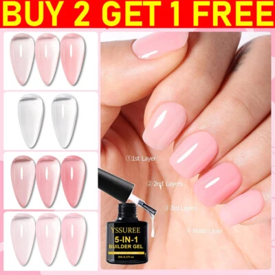 FAIRY-STATION Builder Gel 5 in1 Gel Nail Polish UV LED Builder Gel Nail Extension Quick Nude