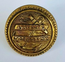 Shipping Federation Victorian Gilt Brass Officers / Crew Uniform Button 20mm S.F
