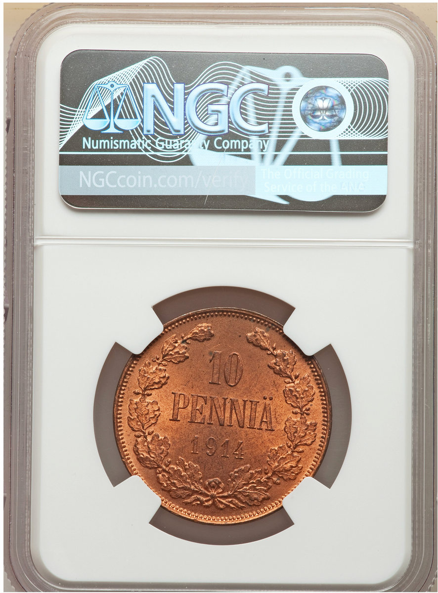 Red! Finland Russia 10 Pennia 1914 Coin MS 64 RB NGC | eBay