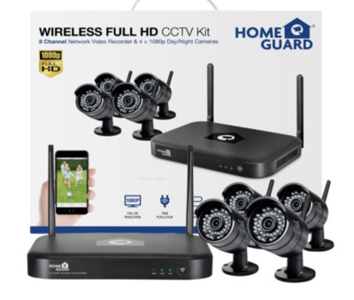 Home Guard Wireless FHD CCTV 1 TB DVR Kit 8 Kanal & 4x1080p Tag/Nacht Kameras