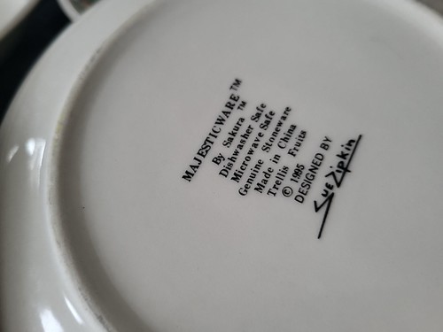 Set of 4 Majesticware Soup Cereal Bowls by Sakura Trellis Fruits 1995 Zipkin - Picture 5 of 6
