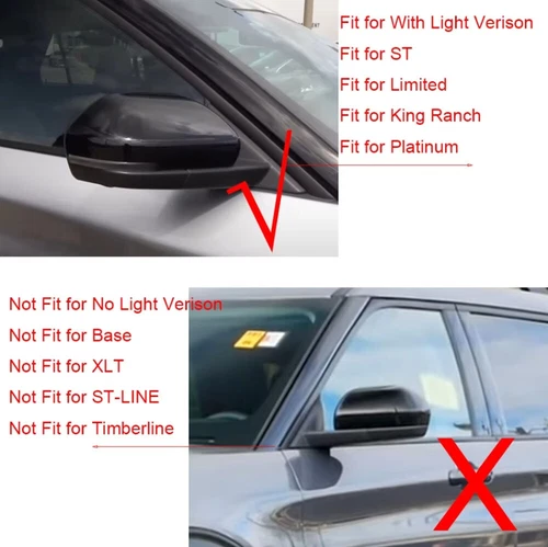 For Ford Explorer 2020-2024 Carbon Fiber Look Ox Horn Rearview Mirror Cover Caps - Picture 2 of 7