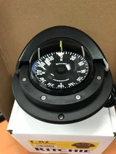 RITCHIE VOYAGER COMPASS MODEL 128-F82 FLUSH MOUNT BLACK BOAT CLASSIC 