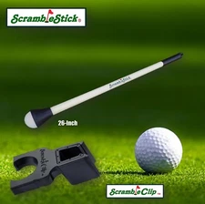 26" SCRAMBLESTICK GOLF BALL RETRIEVER BUNDLED WITH 'MAGNET FREE' SCRAMBLECLIP