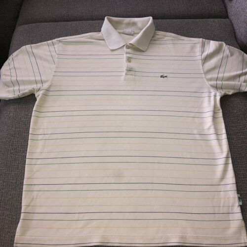 Vintage Lacoste Men’s polo shirt size 6 XL Yellow With Stripes - 第 1/8 張圖片