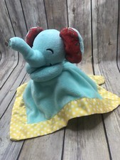 Fisher Price Elephant Blue Aqua White Dot Yellow Baby Security Blanket Lovey Toy