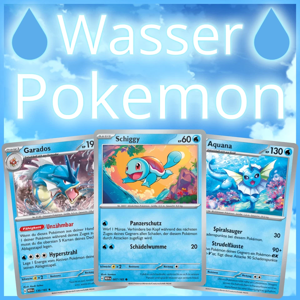 Pokemon Karten 🎁Geschenk 💧Typ Wasser 🇩🇪Deutsch Sammlung 50 100 Stück