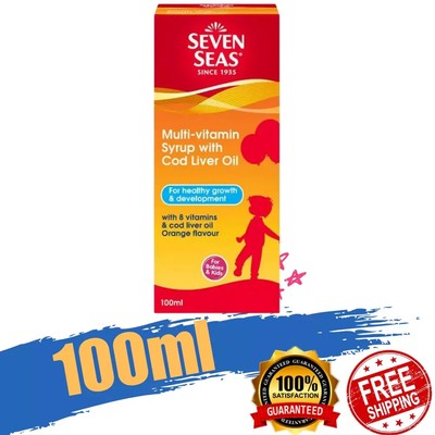 1 x Seven Seas Multivitaminsirup 100 ml Lebertran Orangengeschmack für Kinder