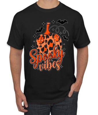 Spooky Vibes Pumpkin Skulls Bats Stars Men TShirt