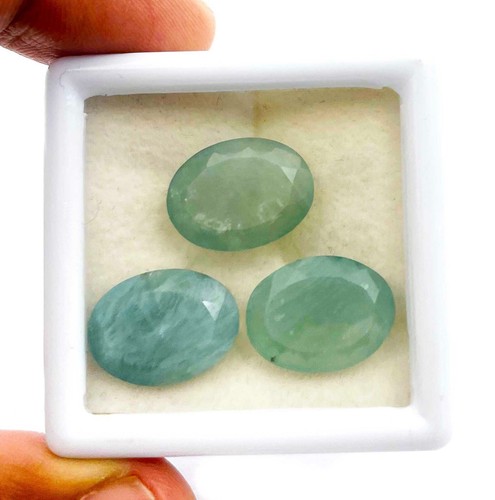 Lote de 3 piedras preciosas sueltas corte ovalado grandidierita verde azulado natural 12*16 mm 30 CT - Imagen 5 de 5