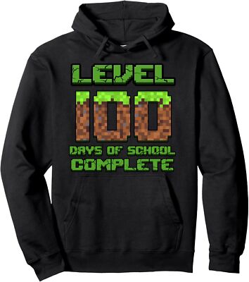Level 100 Days Of School Complete Pixel Video Games Unisex Hooded Sweatshirt