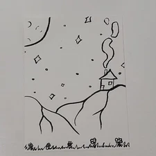 6x8 Inch Acrylic Painting On Watercolor Paper Calm Title Minimalist Mountain A1