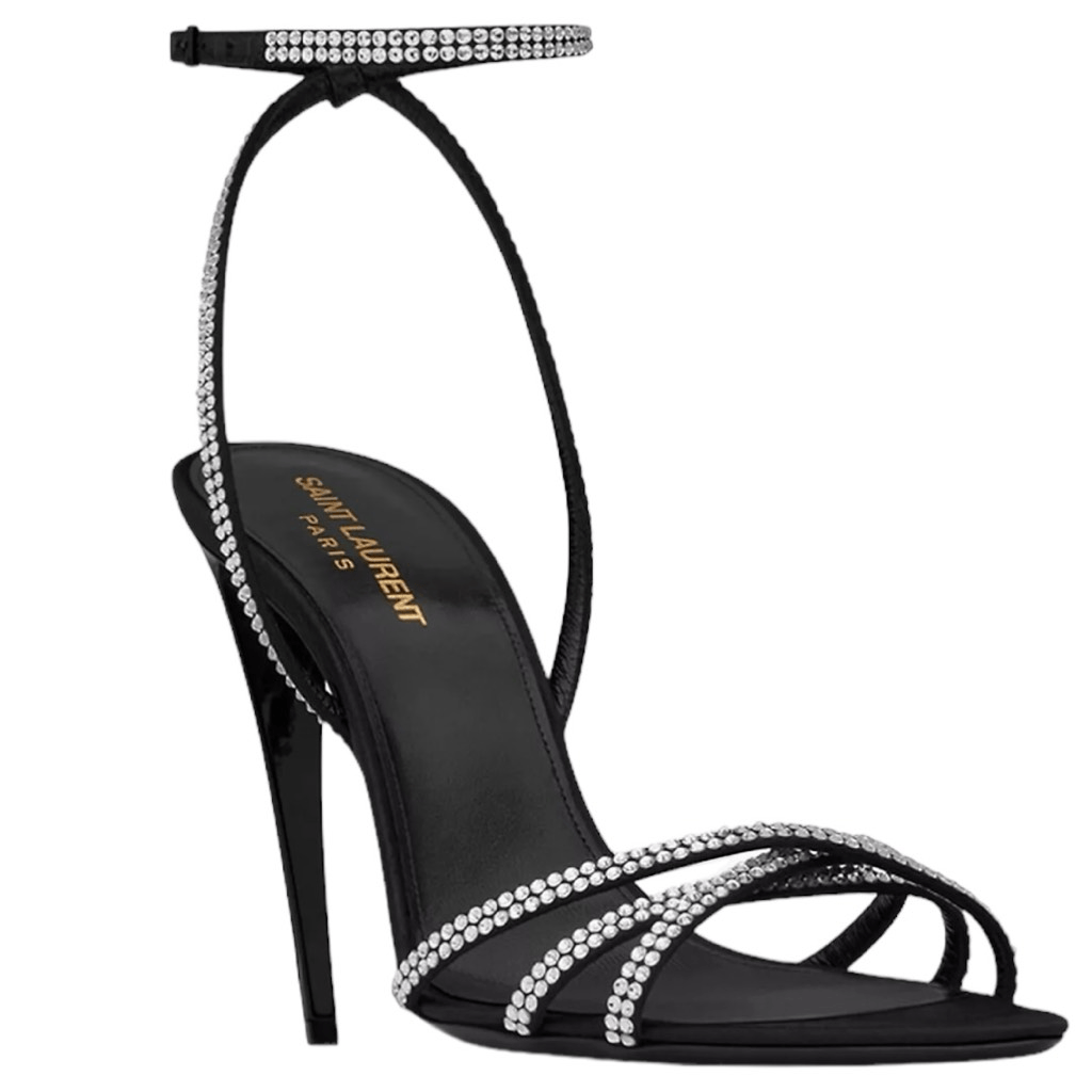 Sandali Saint Laurent Ava in raso crepe con strass taglia 9 (39)