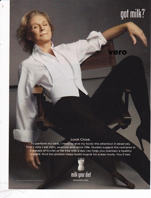 2008 GOT MILK magazine print ad GLENN CLOSE advert celebrity actress singer vtg