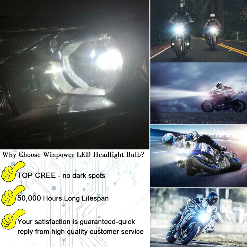 LED Headlight Bulb for YAMAHA FJR1300A FJR1300ES FZ-07 FZ-09 MT-09 2015 9003 H4 Foto 2 de 4