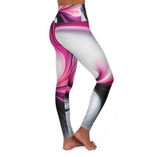 Pink-Black Combination - High Waisted Yoga Leggings AOP 