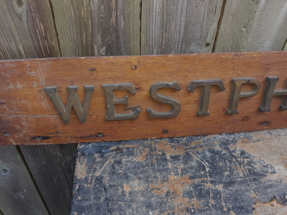 古董航海船弓或船尾标志黄铜或青铜木质 — 第 3/4 张图片