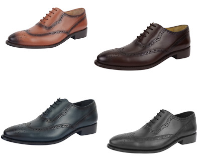 LIBERTYZENO Mens Genuine Leather Wingtip Oxford Style Formal Dress Shoe For Men
