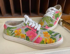 Sole Society Kalin Natural Hawaiian Floral Lace up Sneaker Shoe 7.5 37.5 NEW