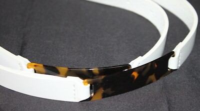 Bebe Belt Leather White with Tortoise Sections Interlock 3/4  display picture 2