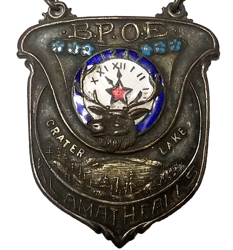 Antique B.P.O.E. Elks Medal Badge Pin Portland 1912 Crater Lake Klamath Falls - Picture 2 of 11
