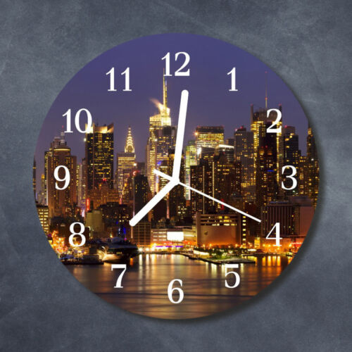 Tulup Glass Wall Clock Kitchen Clocks 30 cm round Skyline Multi-Coloured - Picture 1 of 7
