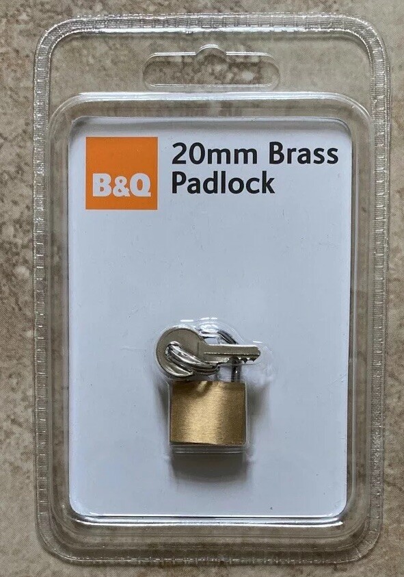 20mm BRASS PADLOCK with KEYS LUGGAGE SUITCASE TRAVEL from B&Q