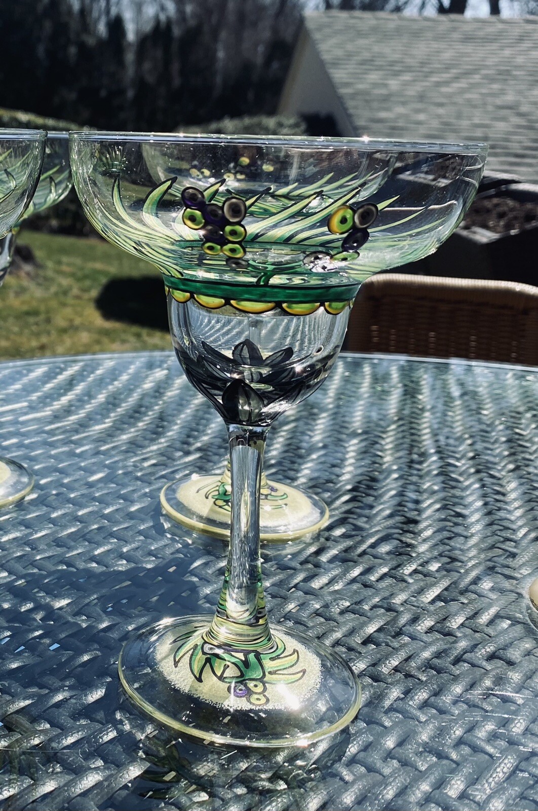 Smithereens Hand Painted Vintage Signed Margarita Glass New With Tags Holds 8 oz