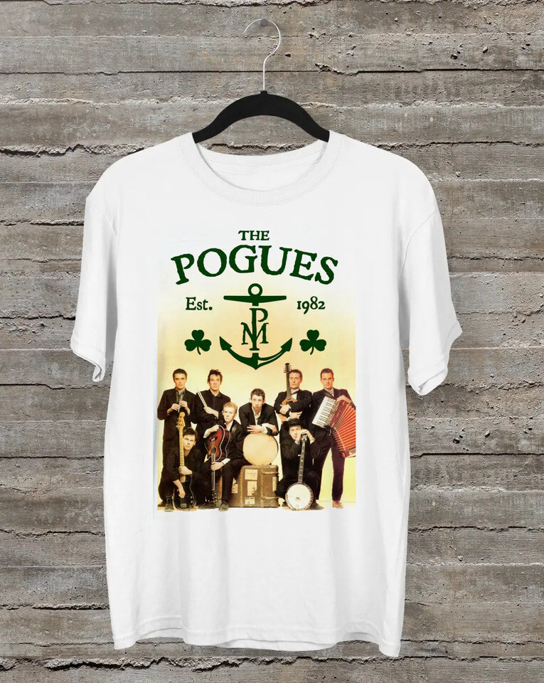 New Popular The Pogues Band White T-Shirt Cotton Full Size New Popular The Pogues Band White T-Shirt Cotton Full Size
