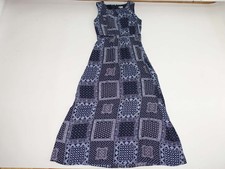 Talbots Women's Sleeveless Maxi Dress Size 4 Blue Patch Paisley Light Weight
