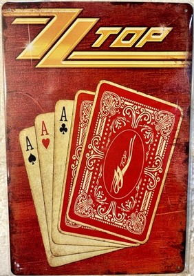TIN SIGN 8x12 ZZ Top Rock Roll Band Group Poker Cards Aces Heavy Metal DD7