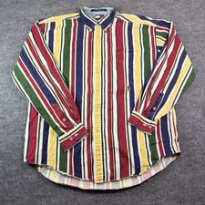 Vintage Tommy Hilfiger Shirt Mens XL Multicolor Stripe Crest Button Down 90s