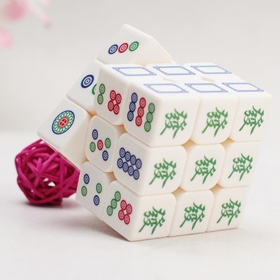 1Pc Mahjong-Themed Brain Game - 3x3 Rotating Cube for Strategy Lovers