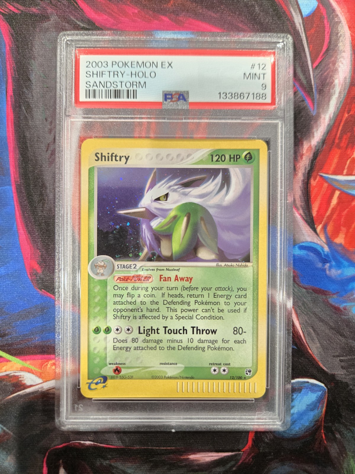PSA 9 MINT Pokemon Shiftry EX Sandstorm Holo Rare #12 Card 2003
