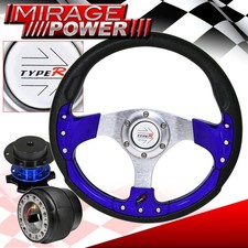 Hub Adapter Quick Release Blue Fusion Style Steering Wheel For 86-89 Integra Hub Adapter Quick Release Blue Fusion Style Steering Wheel For 86-89 Integra