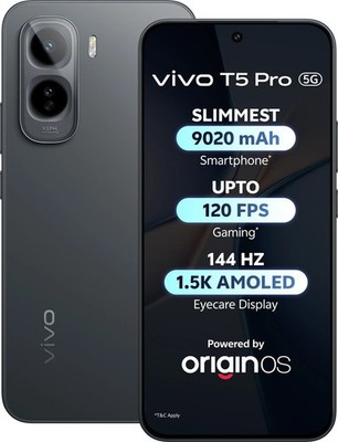 vivo T5 Pro 5G (Black, 128 GB 8 GB RAM) Snapdragon 7s Gen 4  GLOBAL VERSION.