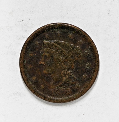 1855 Braided Hair Large Cent (Upright ''5'')