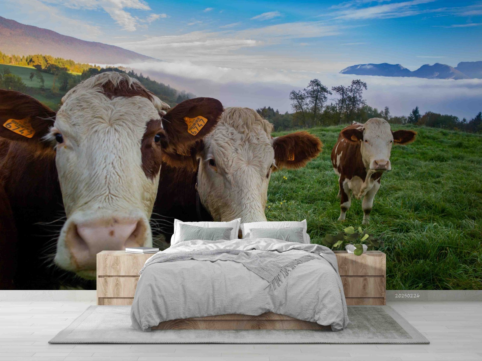 3D Sky Grassland Cow Landscape Wall Murals Wallpaper Murals Wall Sticker