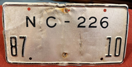 Vintage MILITARY North Carolina Metal License Plate Tag Patina NC - 226