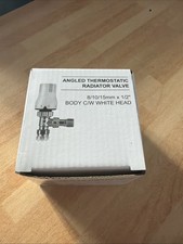 Angled Thermostatic Radiator Valve 8/10/15mm X 1/2” Body C/W White Head