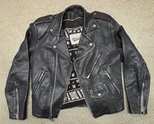 VTG Wilsons Open Road Classic Black Leather Motorcycle Biker Jacket Men's M