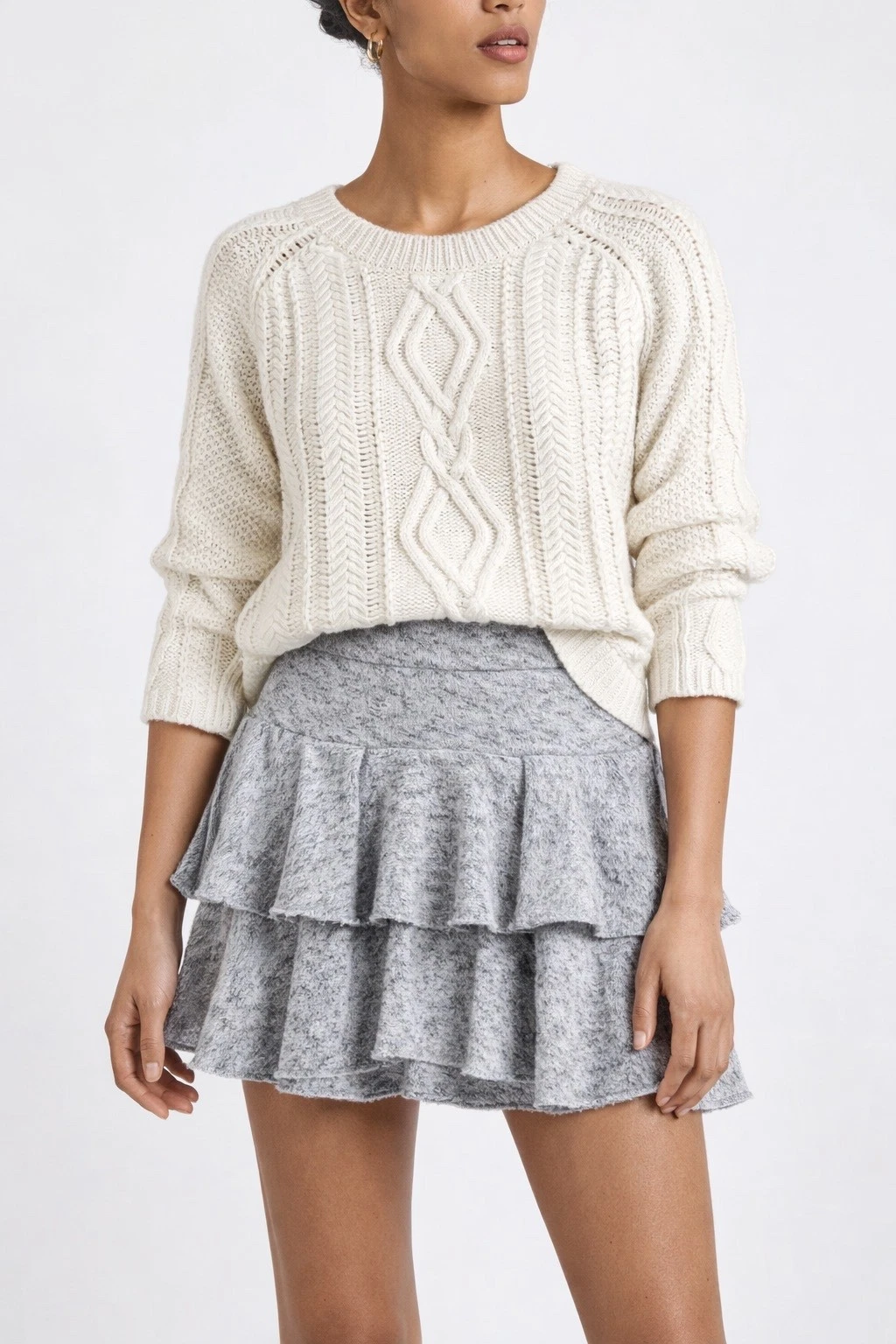 DEREK LAM 10 CROSBY RUFFLE MINI SKIRT GREY SIZE 0 "NWT"