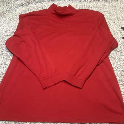 LL Bean Shirt Mens XXL 2XL Tall Red Traditional Fit Long Sleeve High Neck