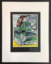 PABLO PICASSO -  Large Hand Signed Vintage 66 Year old print -  w/certificates