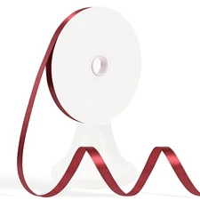 120 Yards Bulk Spool of 3/8 Inch Wine Red Satin Ribbon - Multi-Purpose Ribbon...