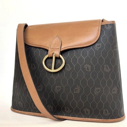 Sac bandoulière Christian Dior motif nid d'abeille avec logo quincaillerie vintage