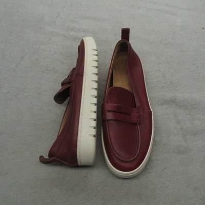 Vionic Womens 7.5 Wide Loafers Red Journey Uptown Leather Slip On Comfort Shoes
