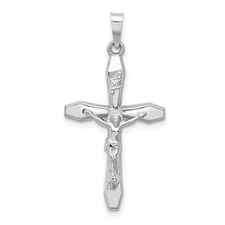 14k White Gold Polished INRI Crucifix Pendant Perfect Gift for Her